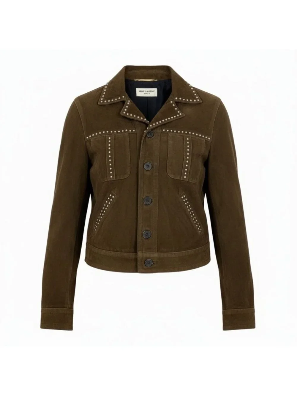 Saint Laurent Ab9 Studded Jacket Western 34 Brown Goat Leather